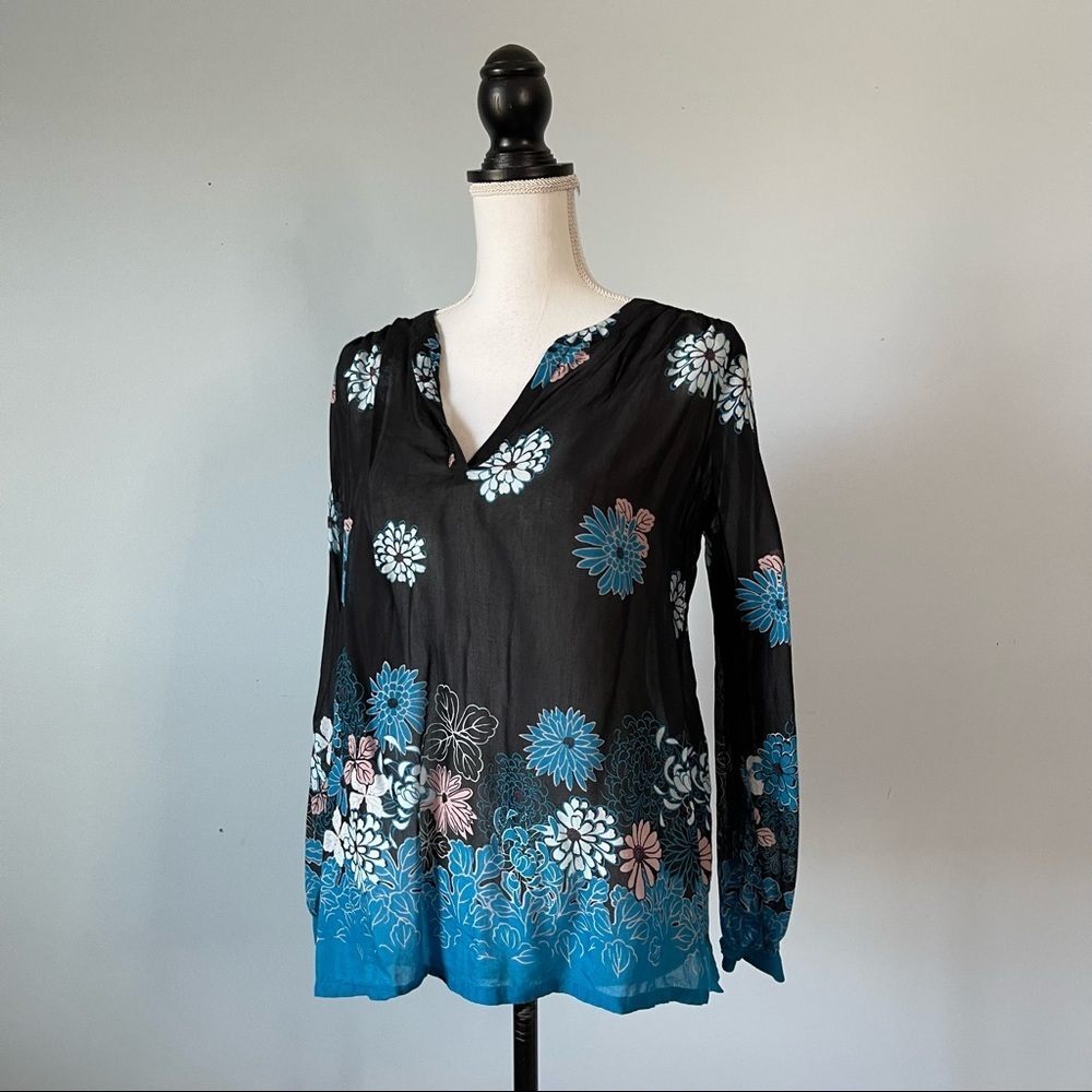 LOFT | Floral Semi Sheer Tunic Top Sz SP - Picture 4 of 7